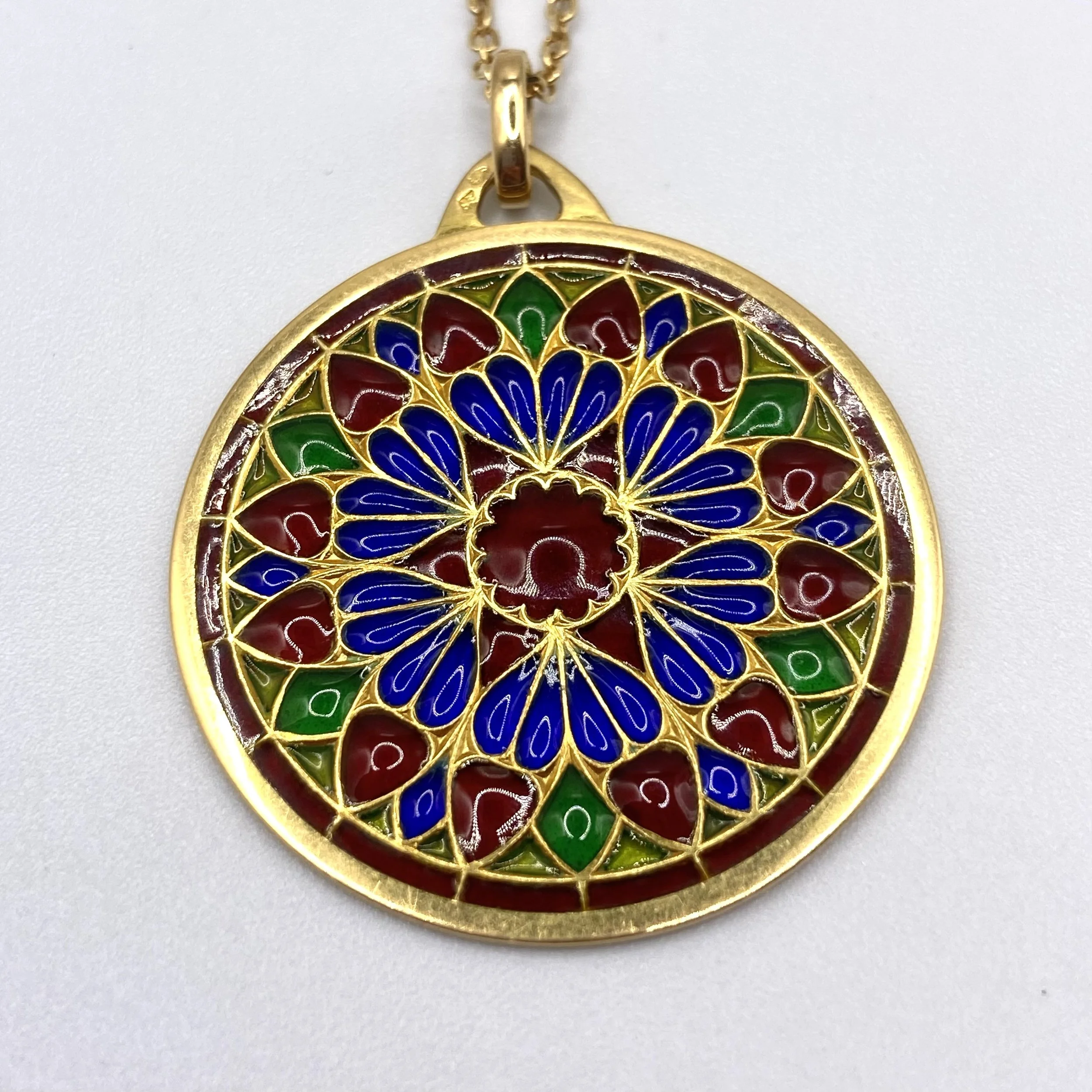 Enamel "Rose Window" Medallion on Adjustable Chain