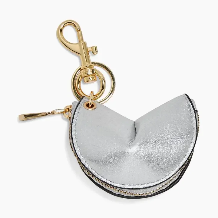 Metallic Silver Snakeskin Fortune Zip Charm