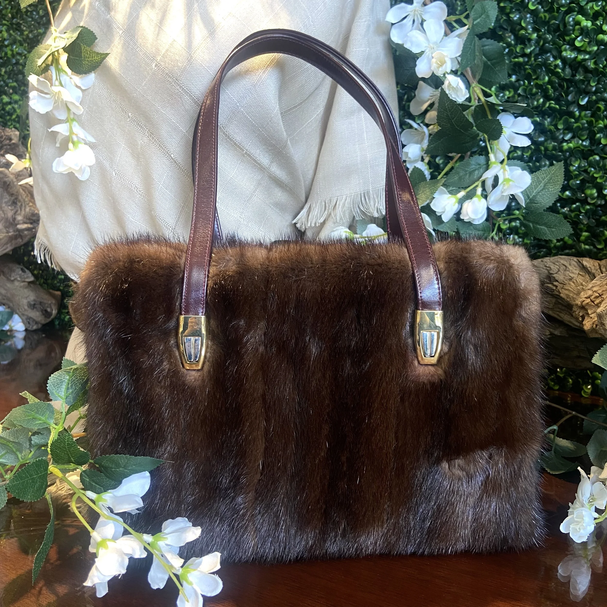Upcycled Mahogany Fur-Covered "Koret" Purse