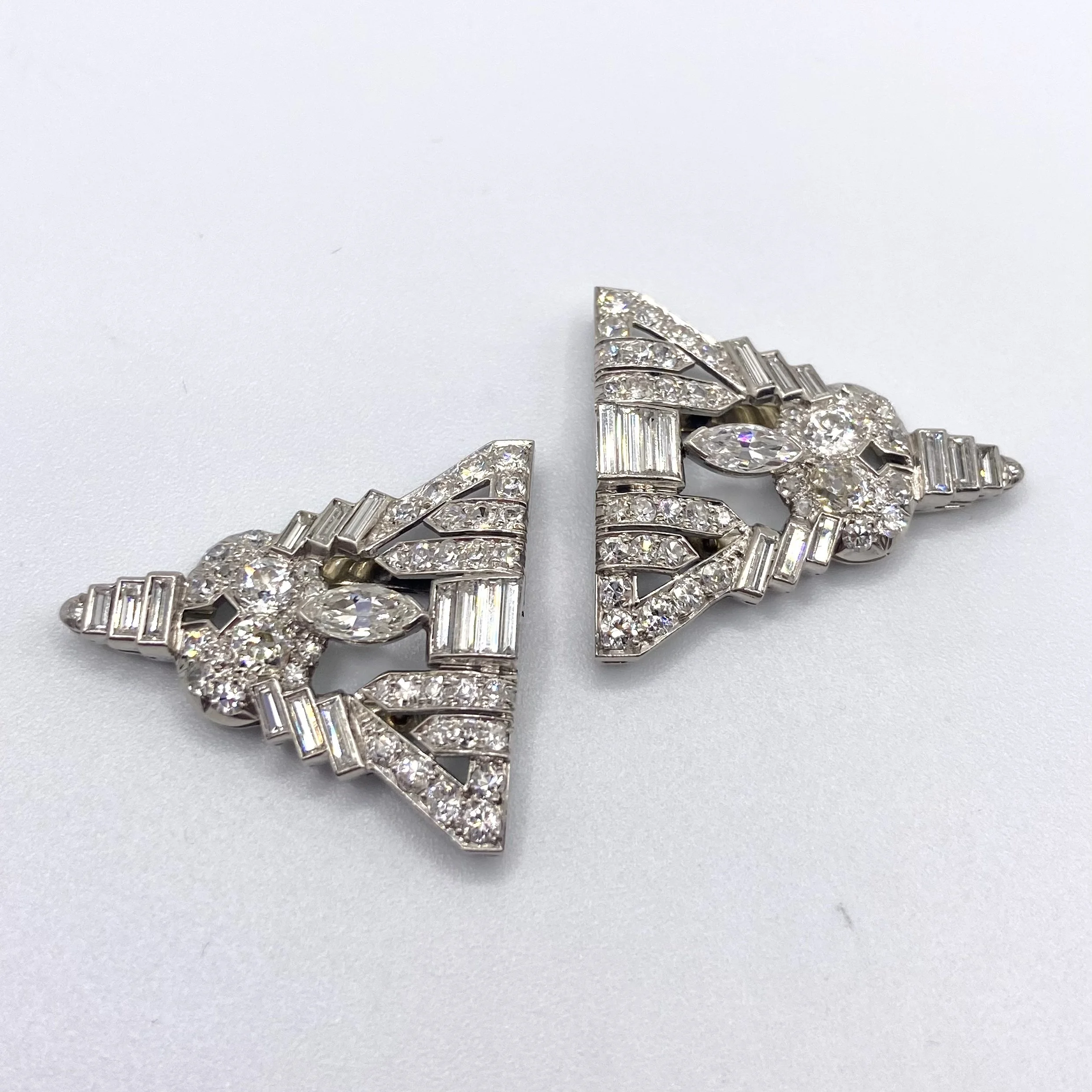 Vintage Diamond Convertible Brooch / Sweater Clips