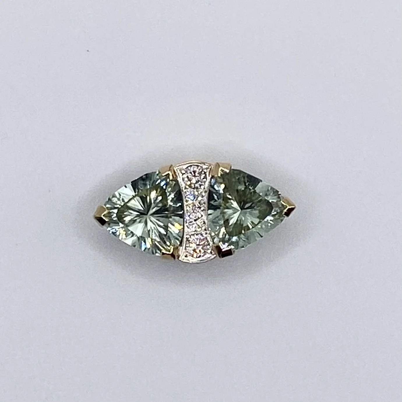 Double Trillion Prasiolite Enhancer Pendant