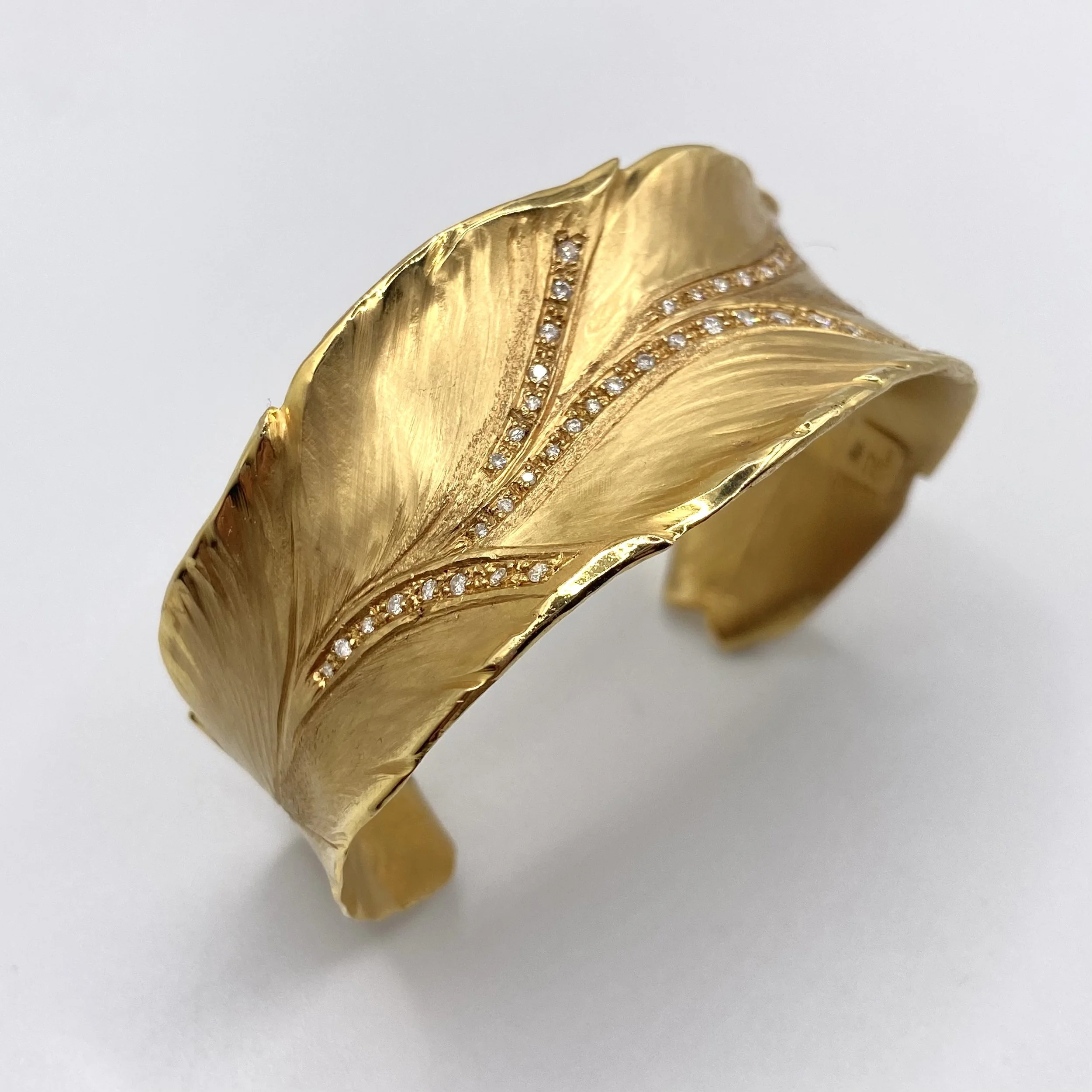 Leaf Cuff Bracelet w/ Diamond Accents