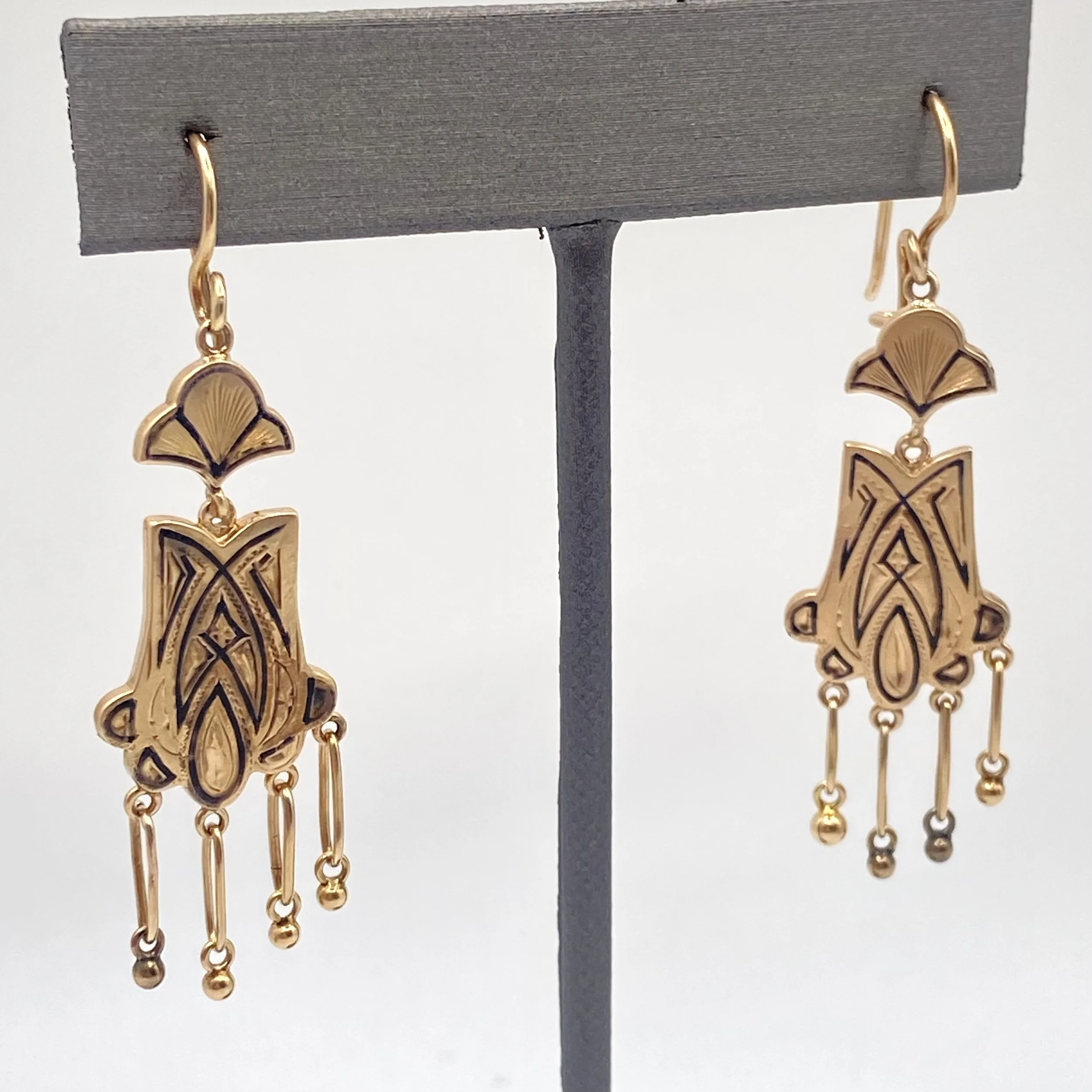 Yellow Gold Art Deco Estate Dangle Earrings