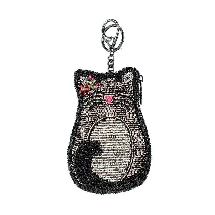 Pounce Beaded Cat Coin Purse Key Fob