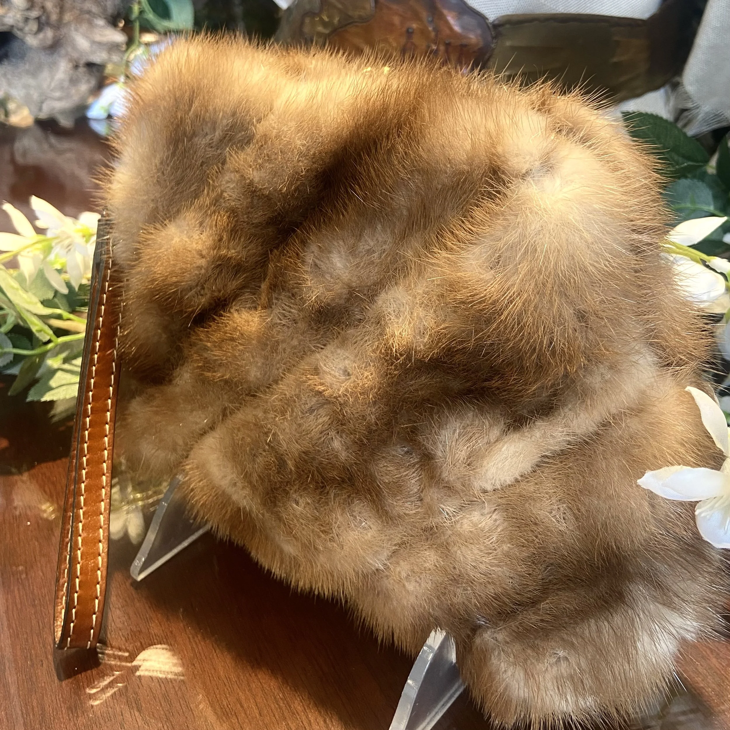 Upcycled Pastel Mink Fur Wristlet