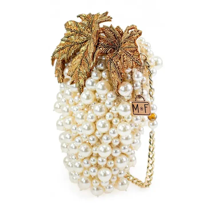 Grapes Galore Beaded and Pearl Cluster of Grapes Handbag