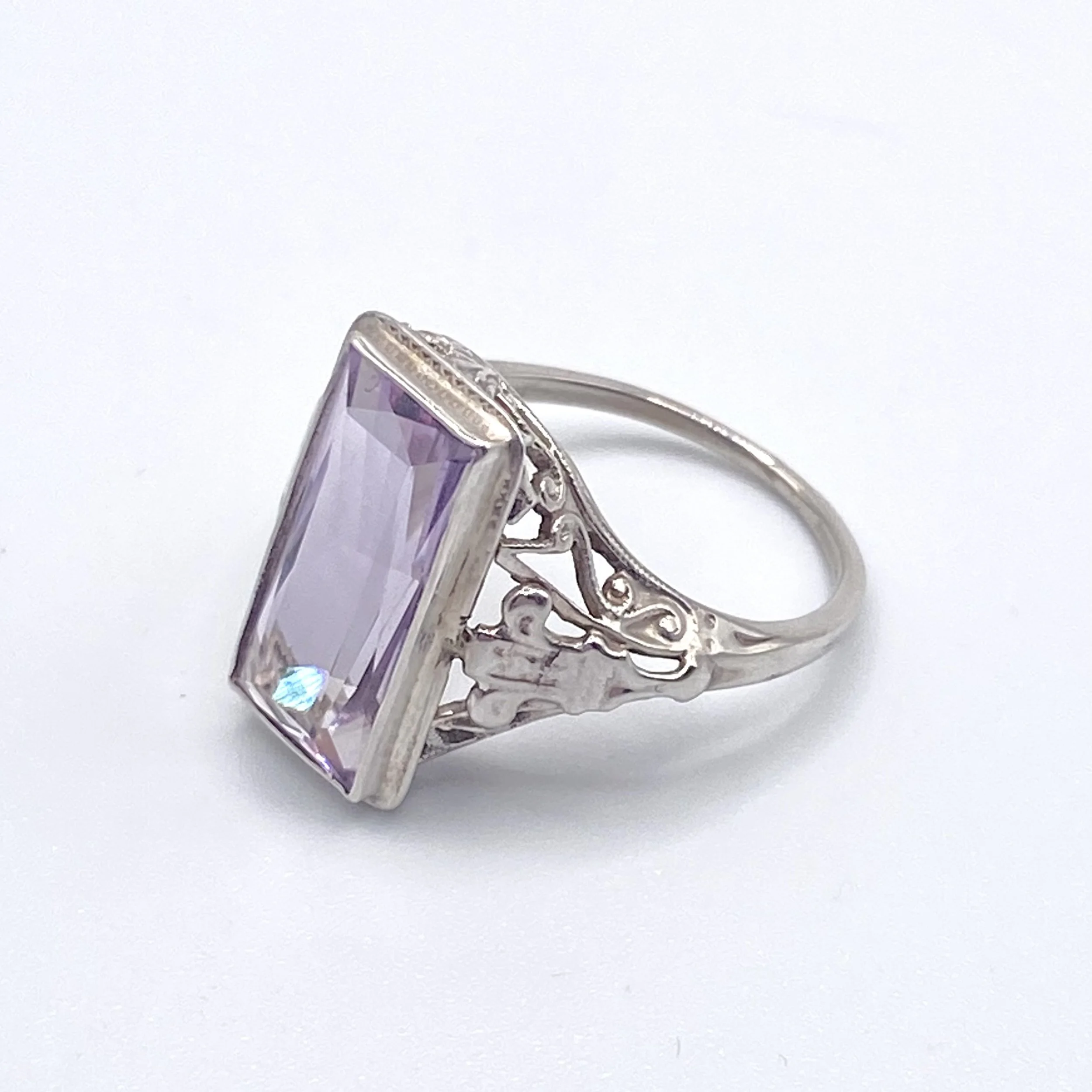 Amethyst Filigree Ring, Size 6.75