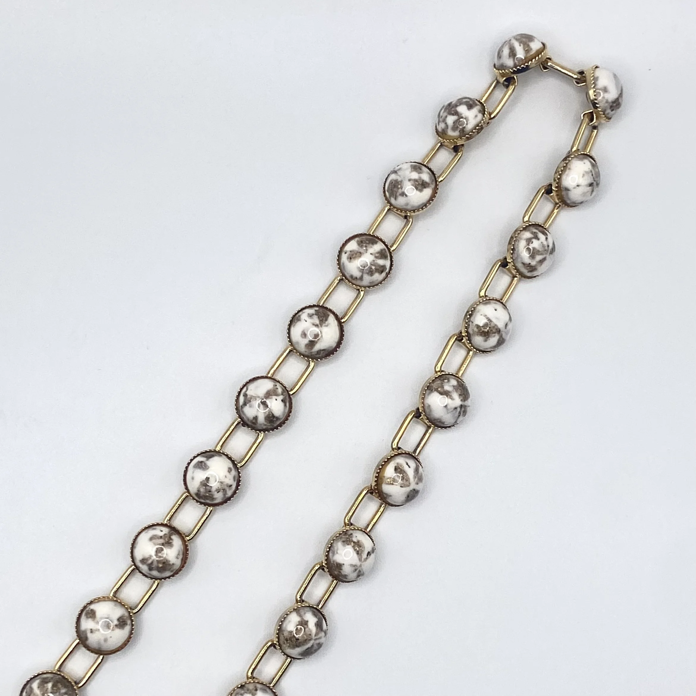 Gold-Toned 36" Belt w/ Faux Gold-Speckled White Stones