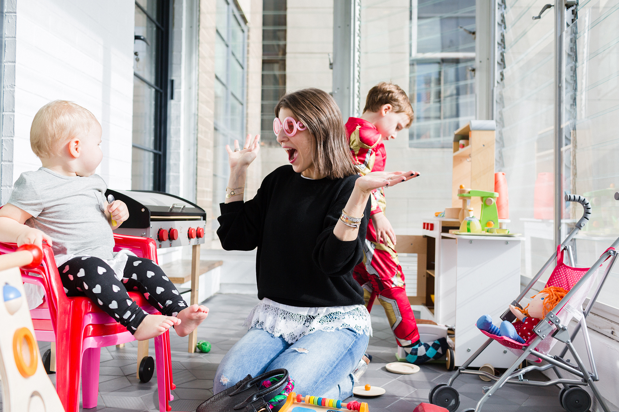 Rachel Blumenthal with Kids, Griffin and Gemma