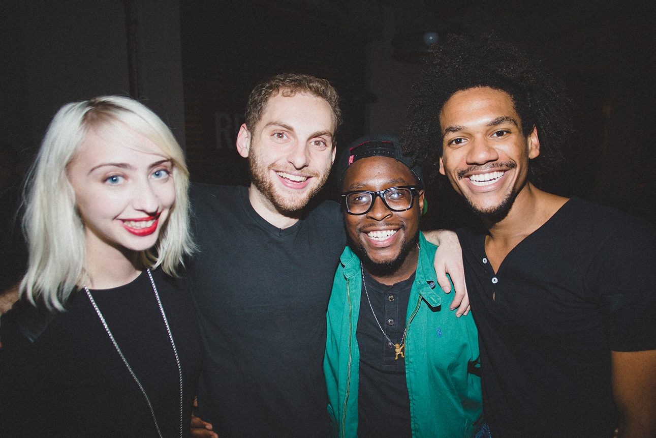 Katy Newton, Drew Weinstein, Gregory Carter, and Ashton Muñiz at the after-party