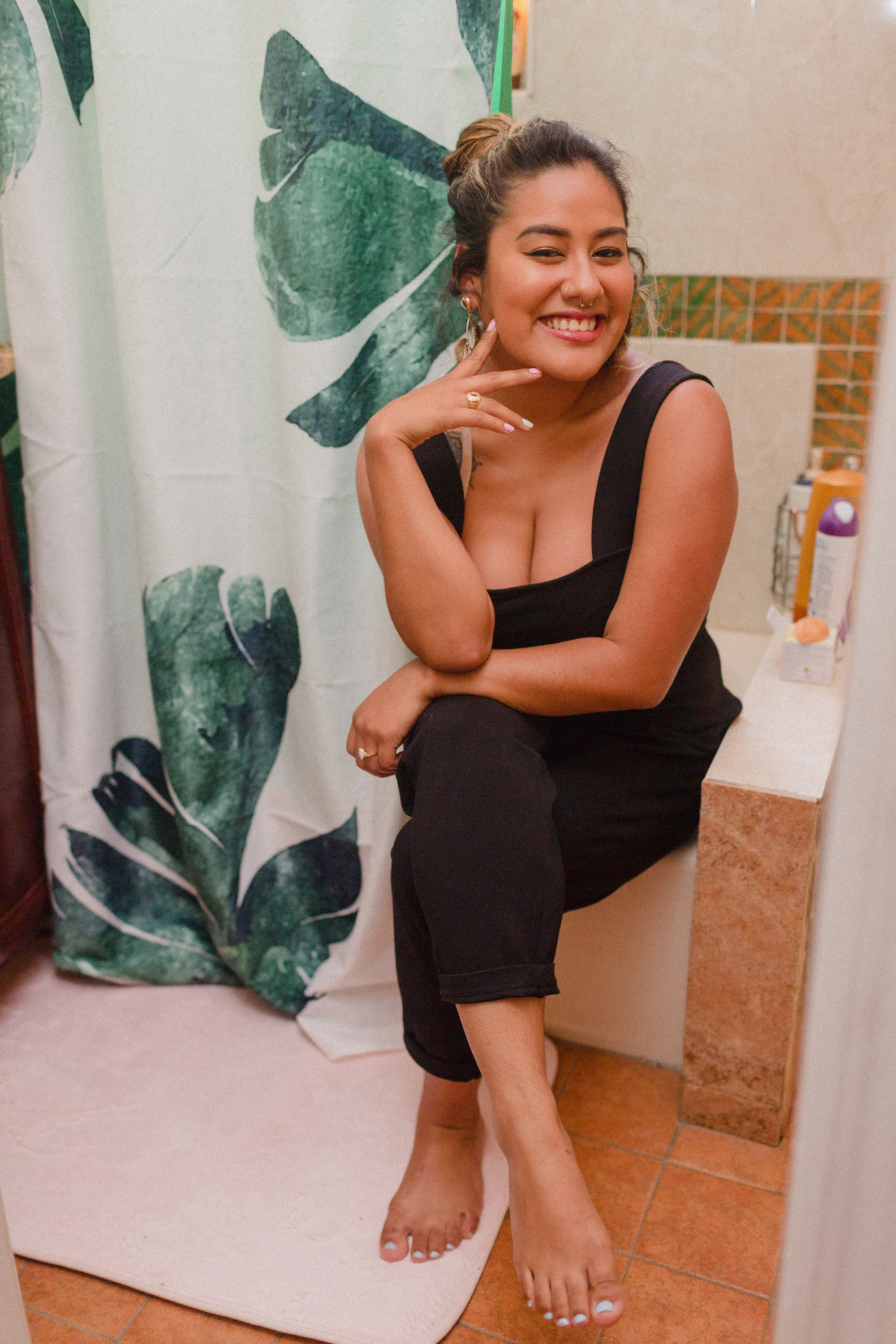 Amy in her Bathroom
