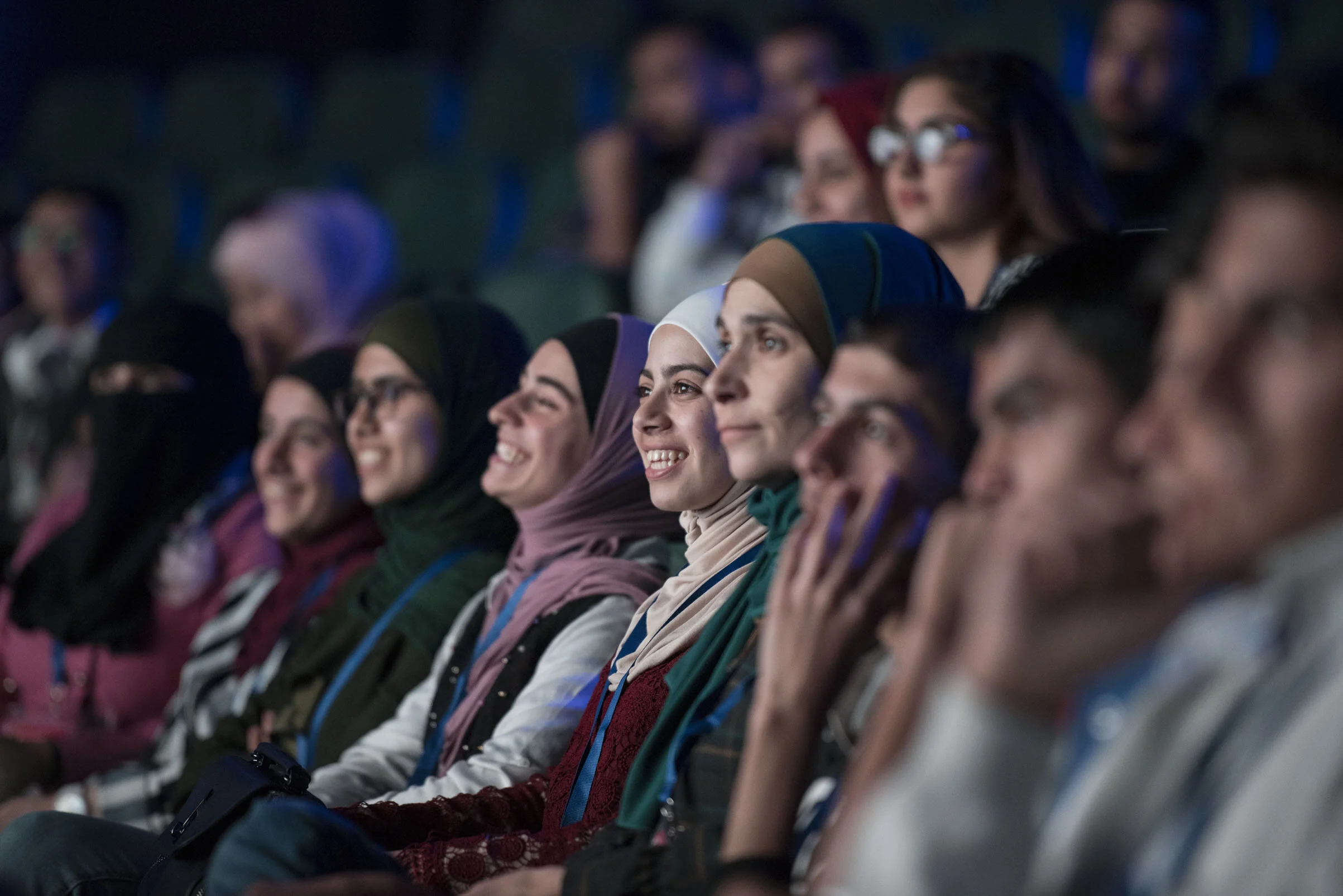 Woman attending an online gaming conference. JORDAN 2019.