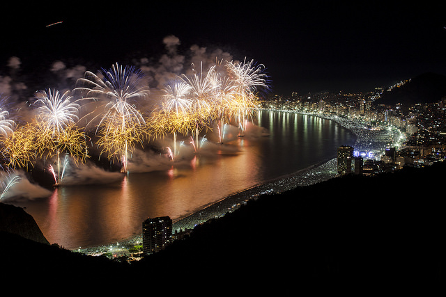 Queima de fogos Réveillon 2016 na Praia de Copacabana