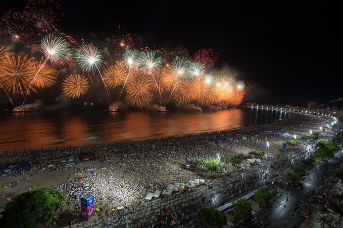 Queima de fogos do Réveillon na Praia de Copacabana
