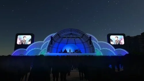 Maquete do Palco Leme do Réveillon 2026 em Copacabana