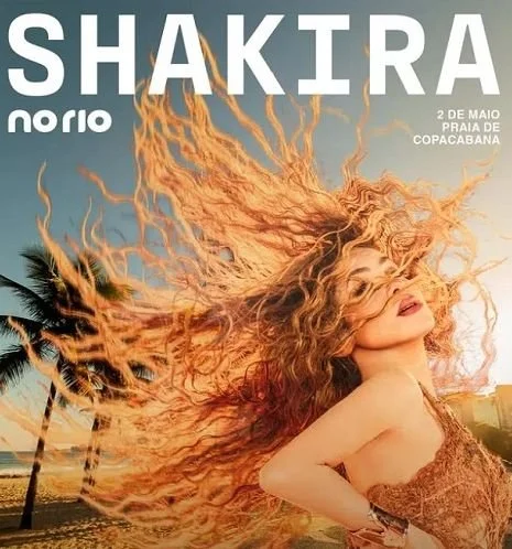 Em 2 de maio de 2026 Show gratuito de Shakira na Praia de Copacabana