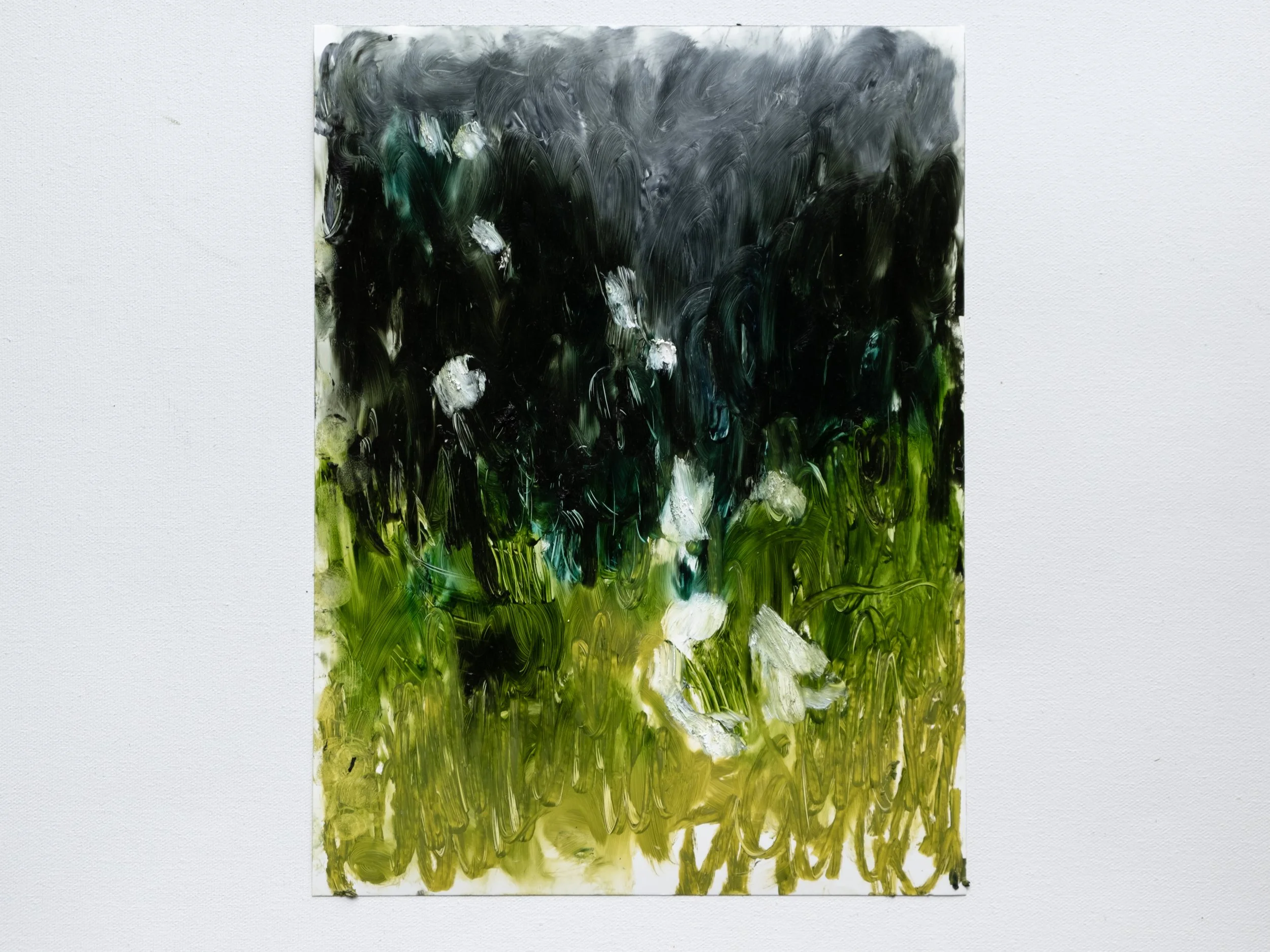   Rising Wisps, Falling Stars   Oil stick on yupo 12 × 9 inches  Available from the studio 