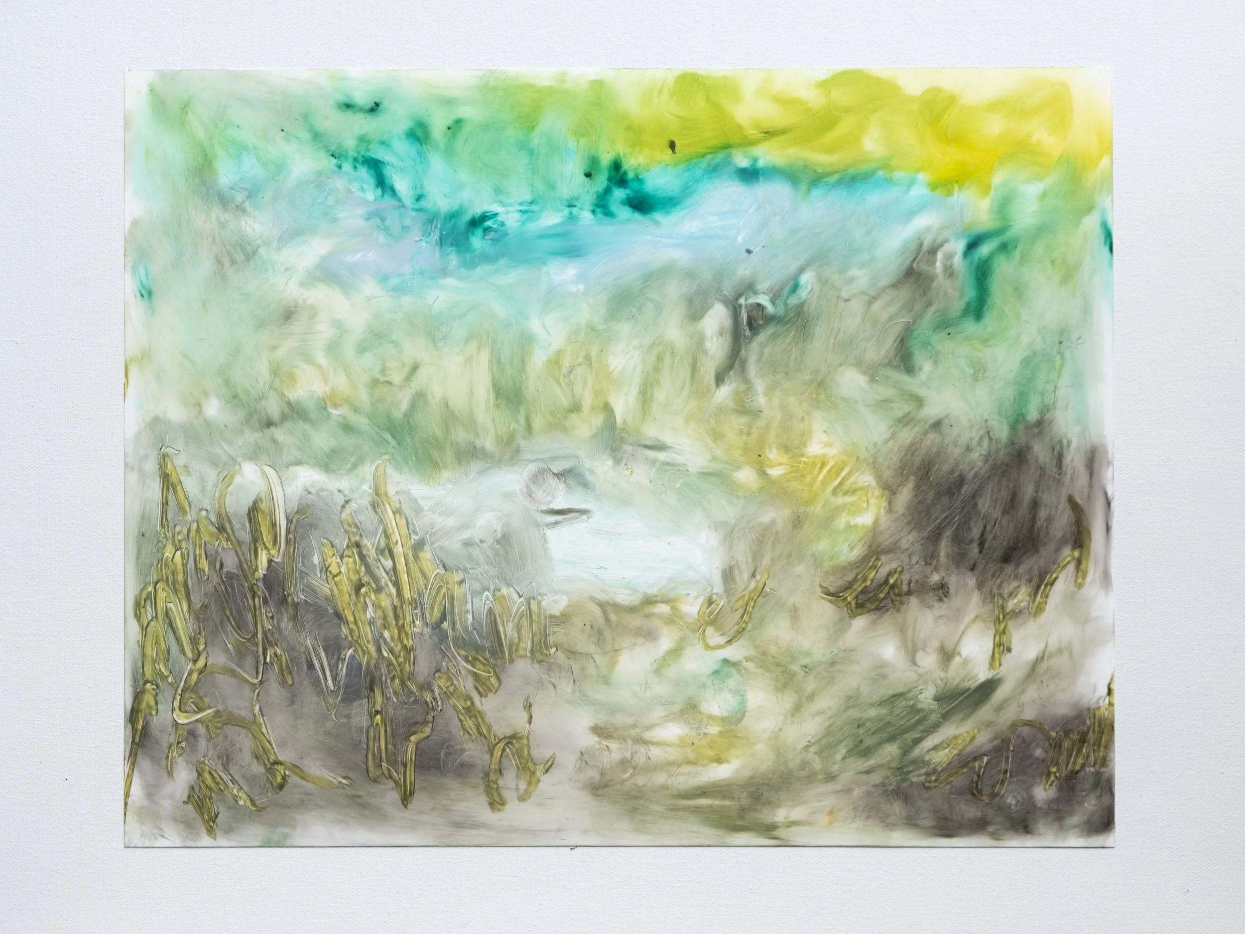   Vernal Pond   Oil stick on yupo 11 × 14 inches  Available from the studio 