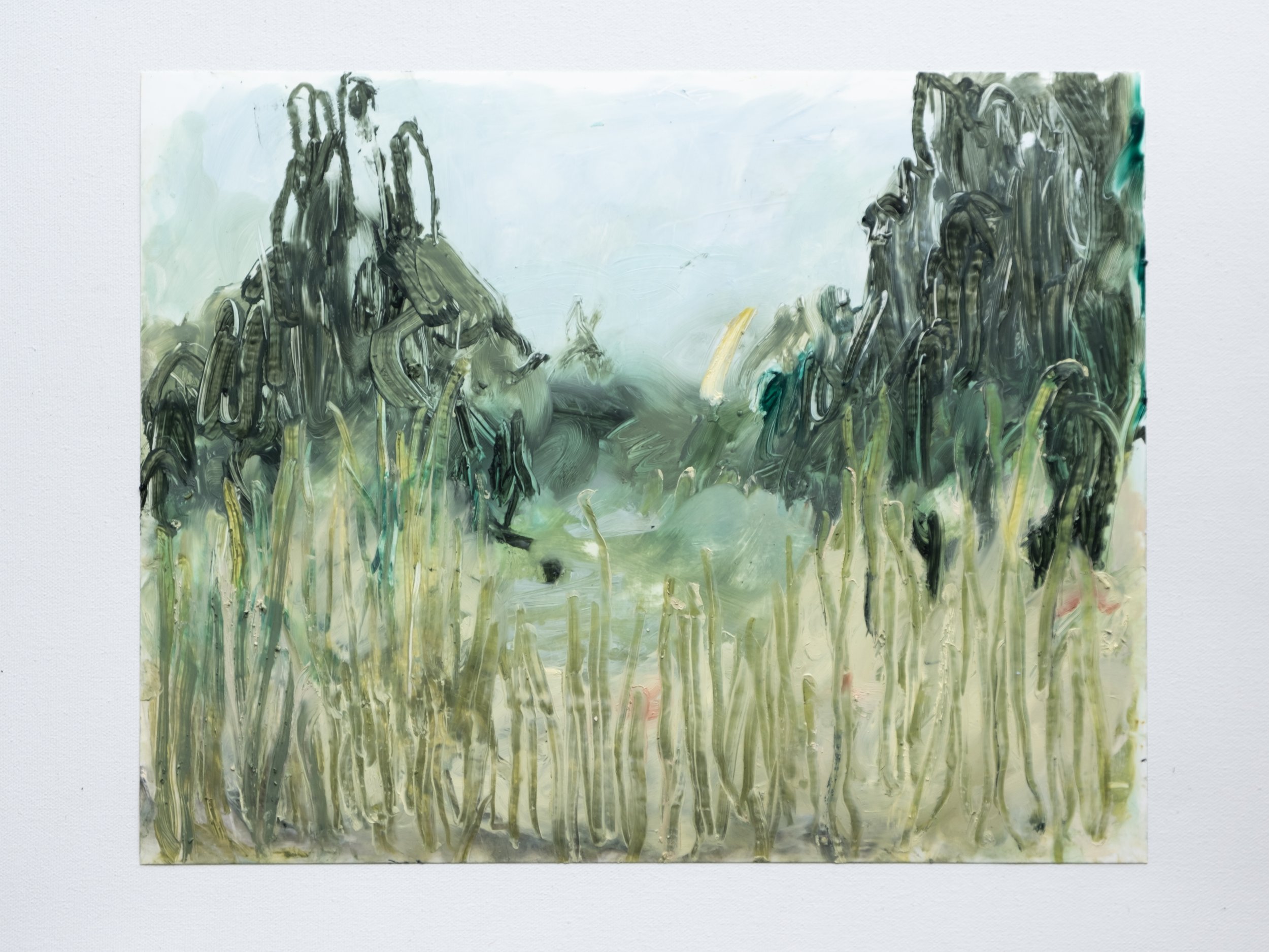   Being Dreamed Rather than Dreaming   Oil stick on yupo 11 × 14 inches  Sold 