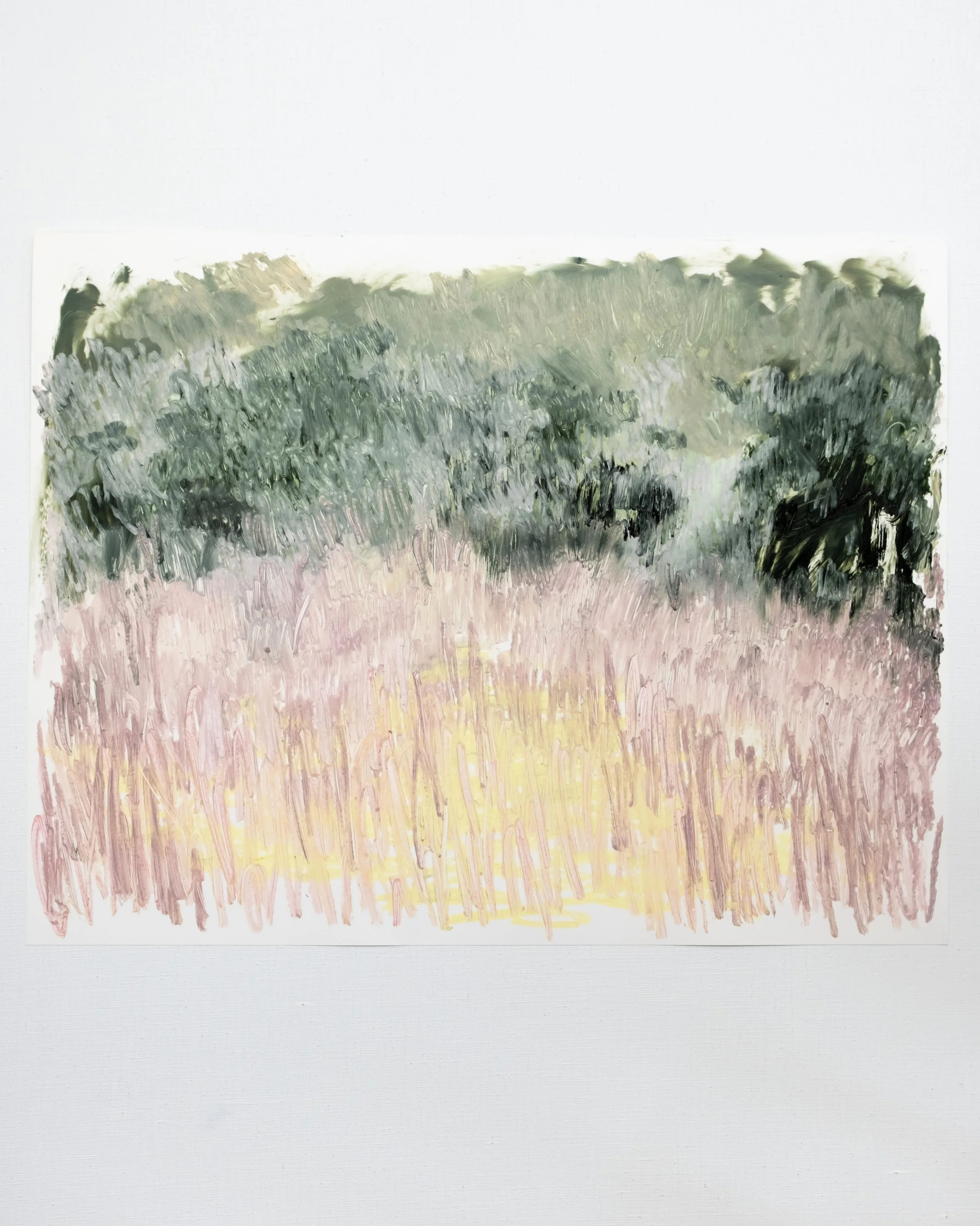   Beyond a Pond  Oil stick on yupo 20 × 26 inches  Available from  the studio  