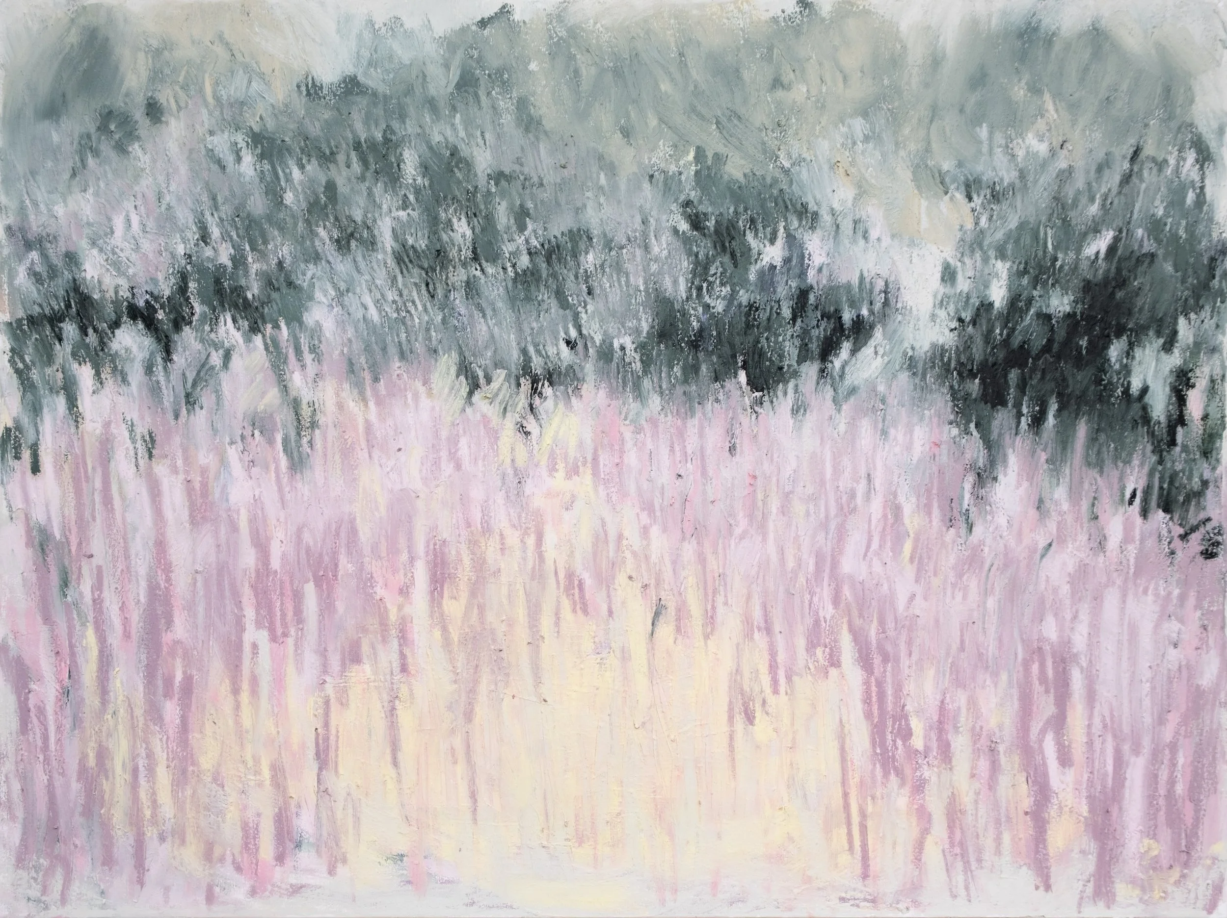   Beyond a Pond  Oil stick on canvas 36 x 48 inches  Available from the studio 