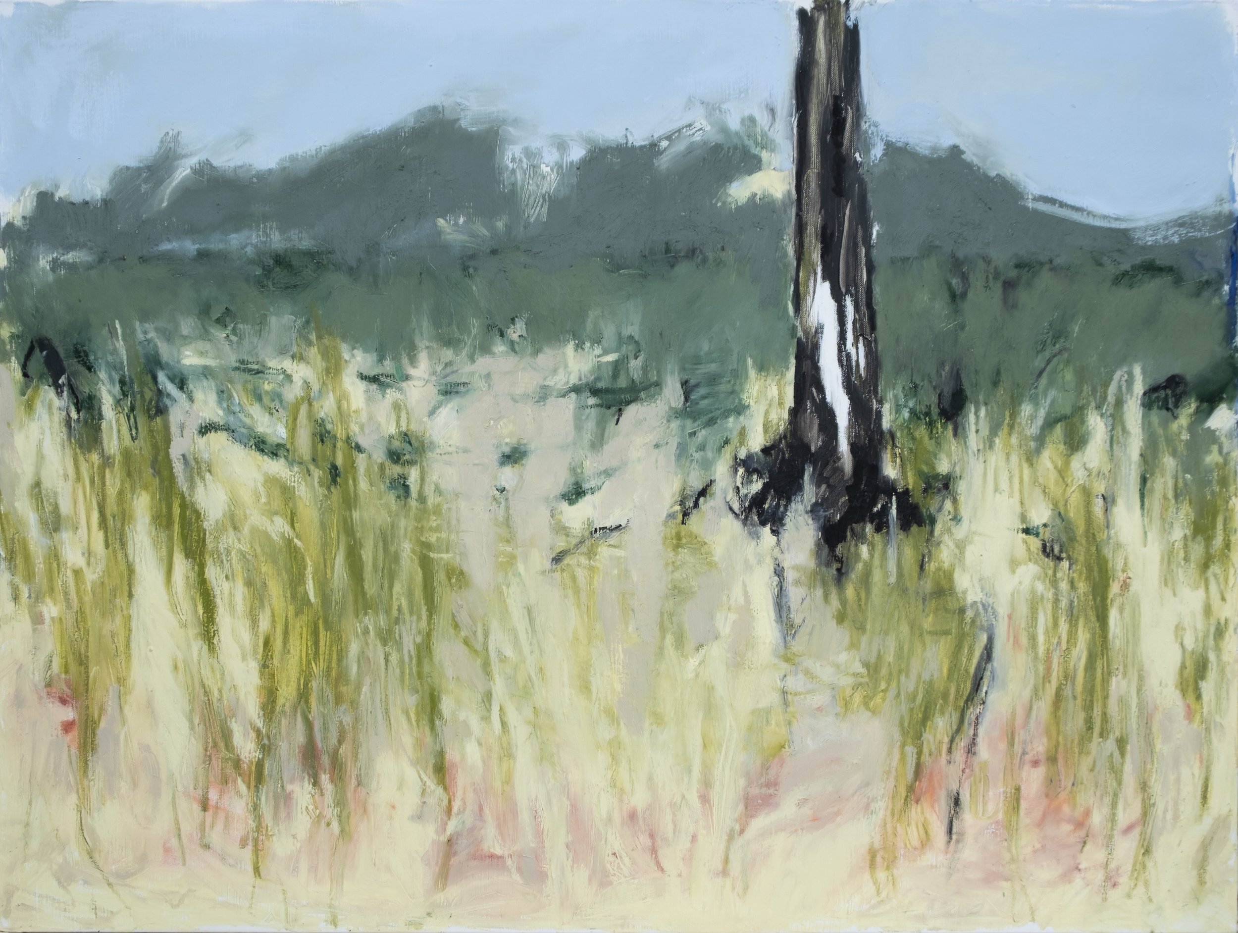   Emptying to Mud  Oil stick on linen 36 x 48 inches  Available from the studio 