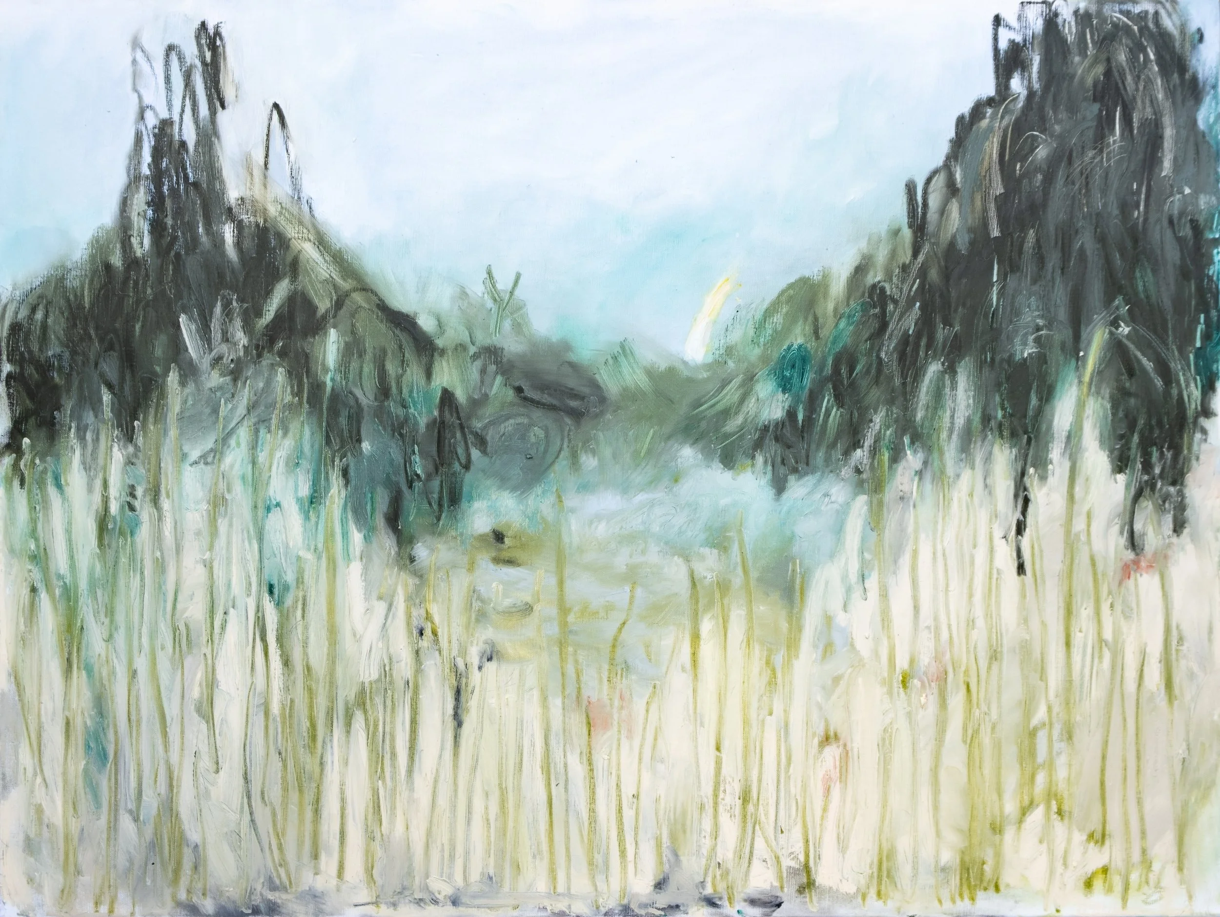   Being Dreamed Rather than Dreaming  Oil stick on linen 36 x 48 inches  Available from the studio 