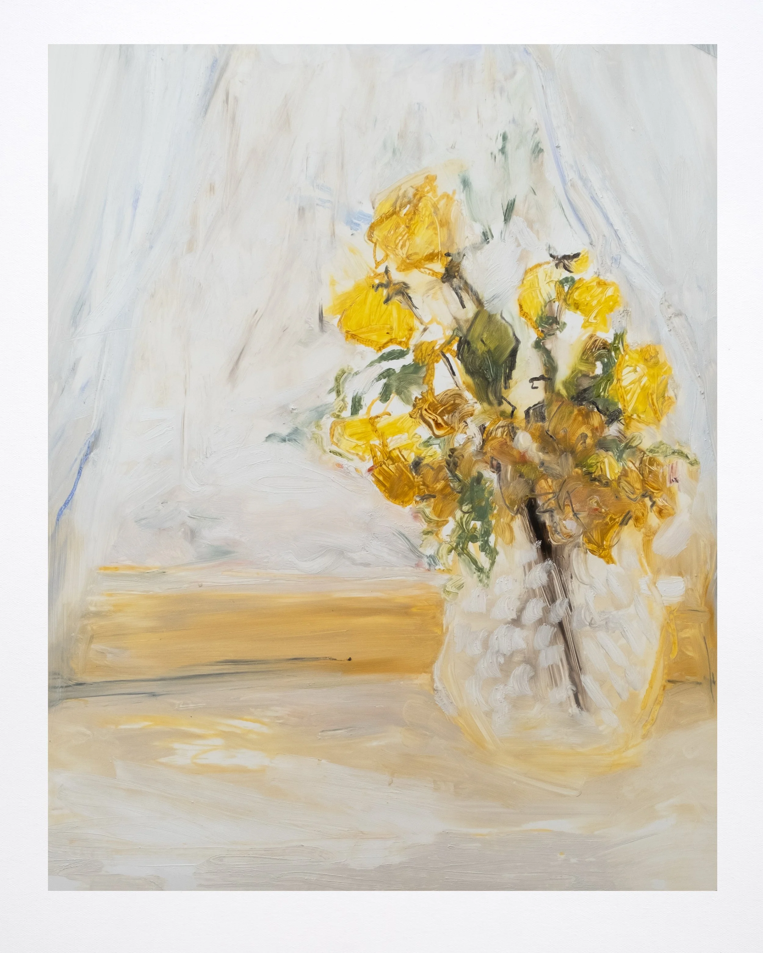   Wet Bones, Dry Roses  Oil stick on yupo 20 × 16.5 inches Available from the studio 
