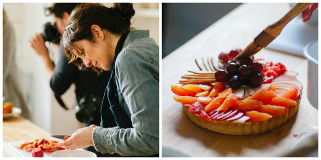 Aran Goyoaga preparing the winter fruit tart - Sandra Harris