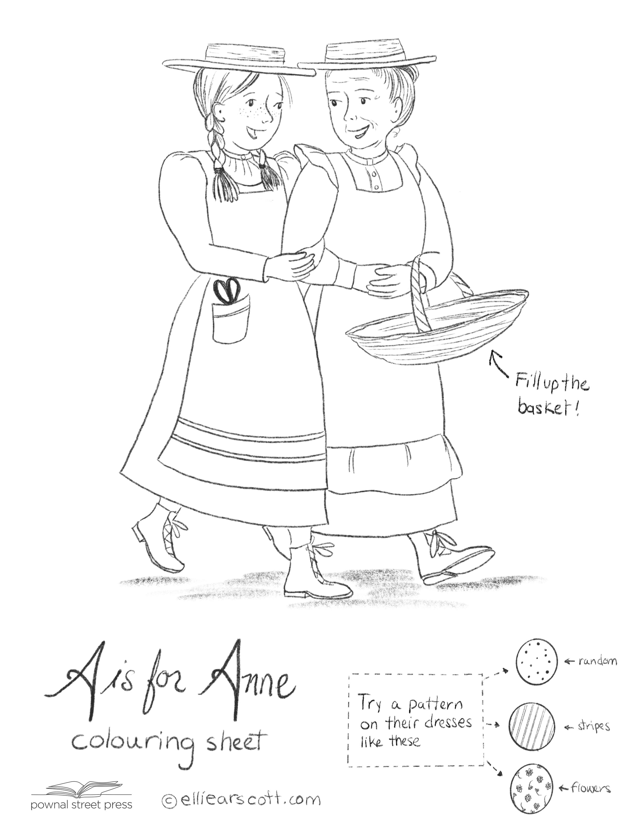 Anne and Marilla colouring sheet