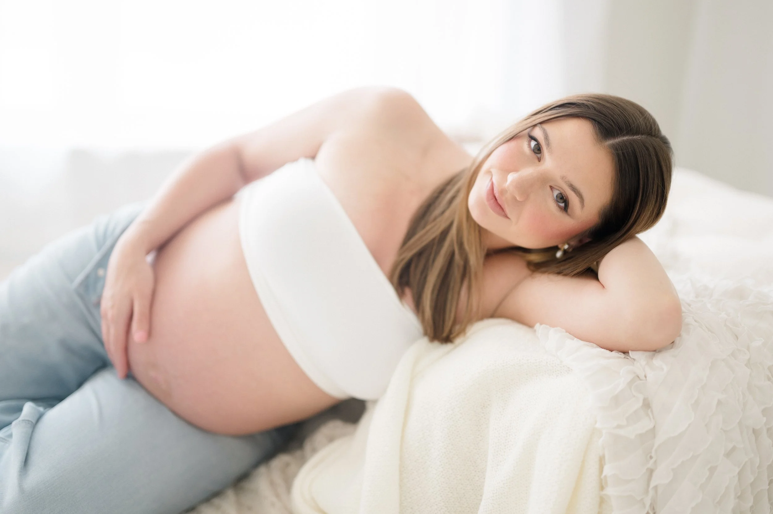 Saucier Maternity Session, Natural Light Studio, Baton Rouge, LA, Rachel Ezzo Fine Art Photographer 