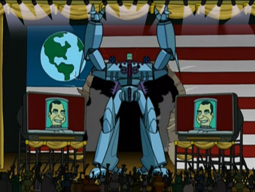 Robo-Nixon on Futurama.
