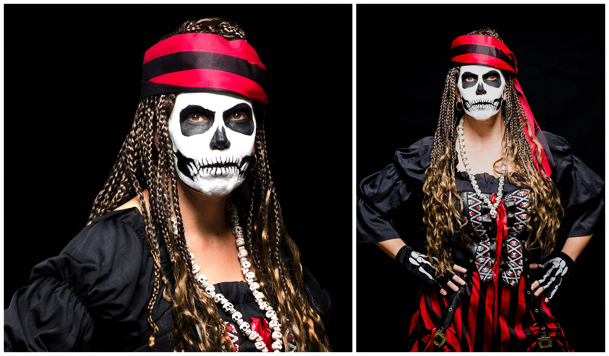 Sue in her Skeleton Pirate outfit.