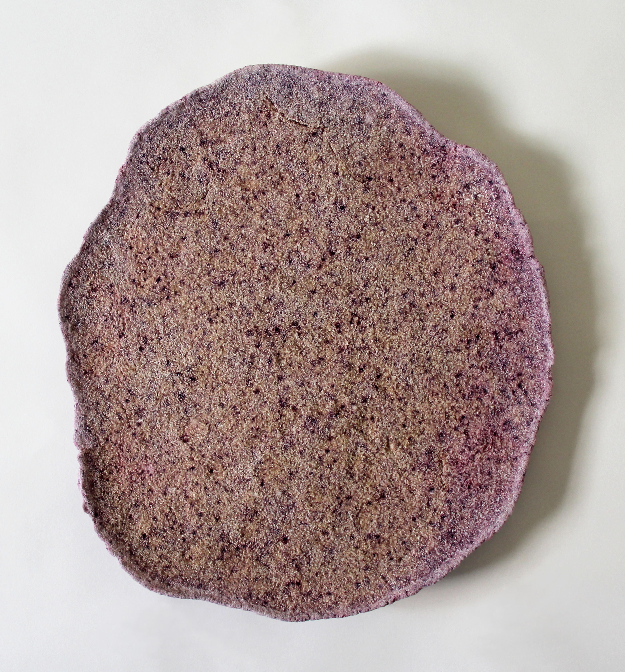  salt glob2 &nbsp; 2014 &nbsp; salt, flour, hibiscus &nbsp; 13 inches diameter 