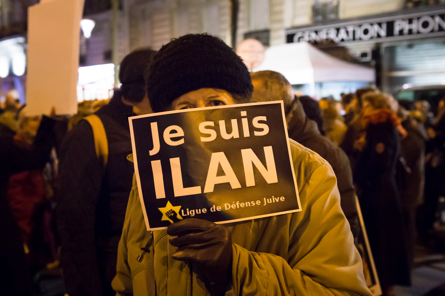  PARIS, FRANCE - FEBRUARY 12, 2015: During a „Marche silencieuse” one month after the Charlie Hebdo attacks, Jewish citizens are mourning Ilan Halimi (†2006) and the victims of radical Islamist terror attacks, such as in Toulouse in 2012, the Jewish 