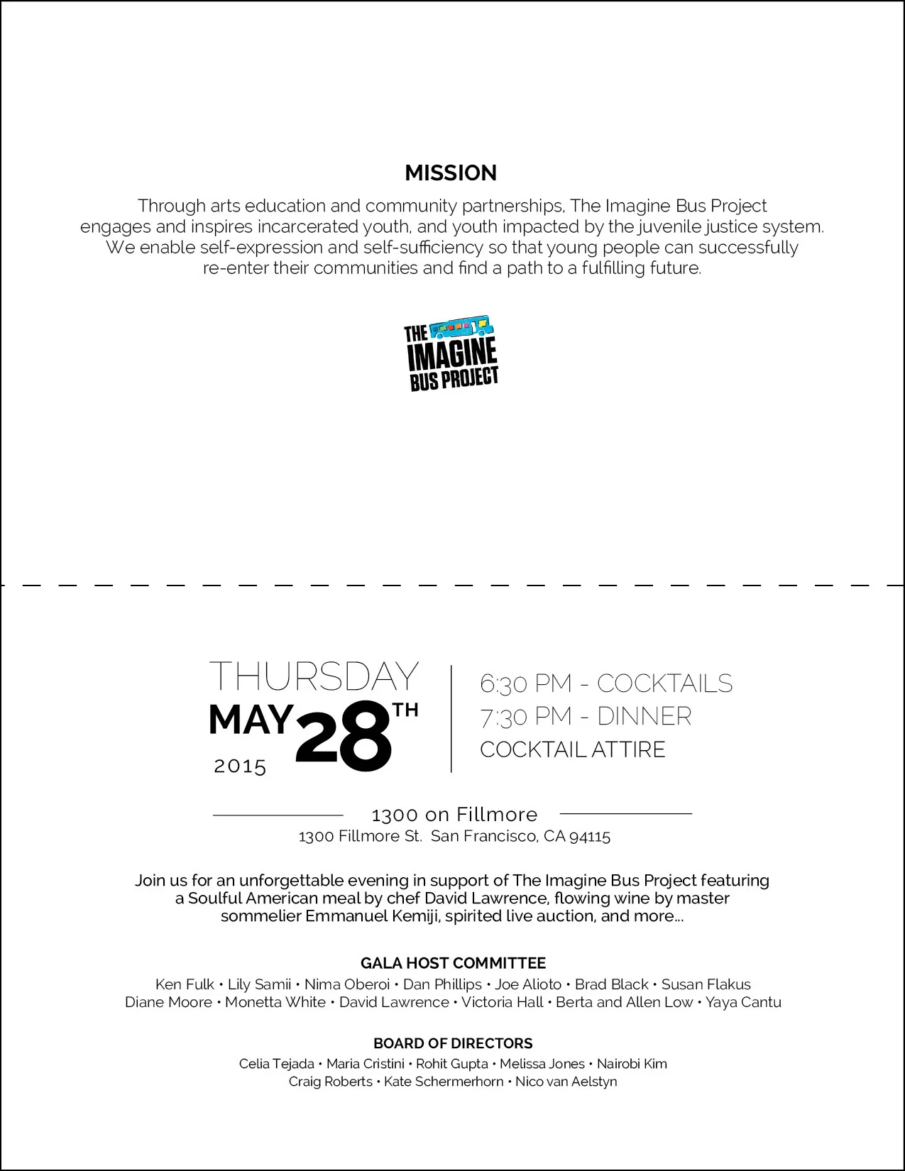 Imagine Bus Gala 2015 Invitation IFC