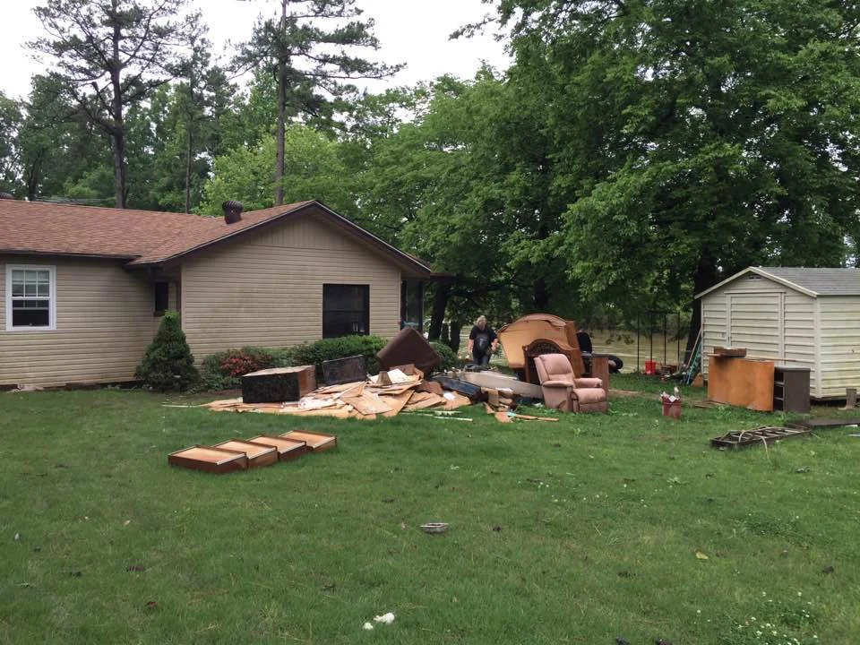 Seen above is the Haggard family home. The Current River is seen in the background, which rose to approximately the bottom of the open window on the left.