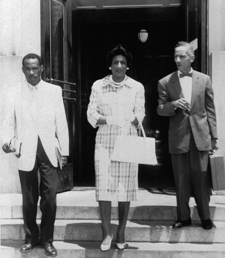 Seen above are Meredith (left), and his attorneys Constance Baker Motley (center) and R. Jess Brown (right) on June 1, 1961. Mr. Brown filed some of the first Civil Rights lawsuits in Mississippi in the late 1940s and 1950s. In addition to Meredith, Mr. Brown worked with the LDF fighting discrimination in transportation and other public accommodations in 1960s.