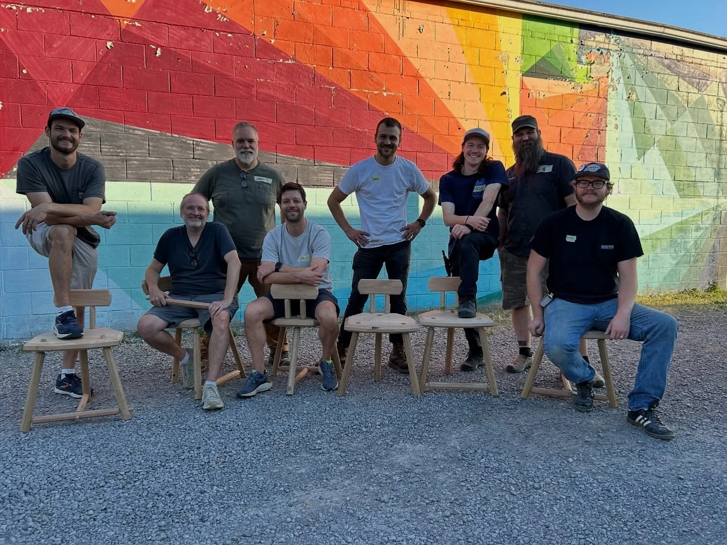 Great first chair class at @barberwoodworking with the @holdfast.craft Playing Chair. We can&rsquo;t wait to do it again! Keep an eye out for upcoming classes at BW to join us next time.

#chairmaking #stickchair #mortiseandtenon