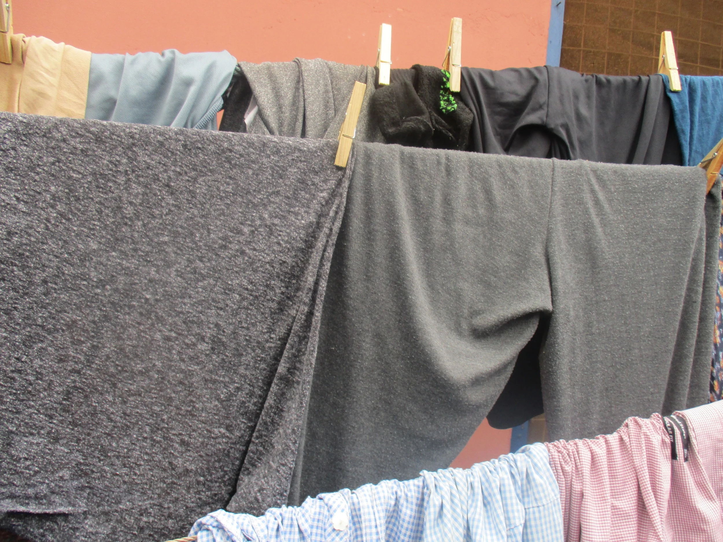A clothes line (featuring many of my clothes) photographed by Stephanie (Class 5).