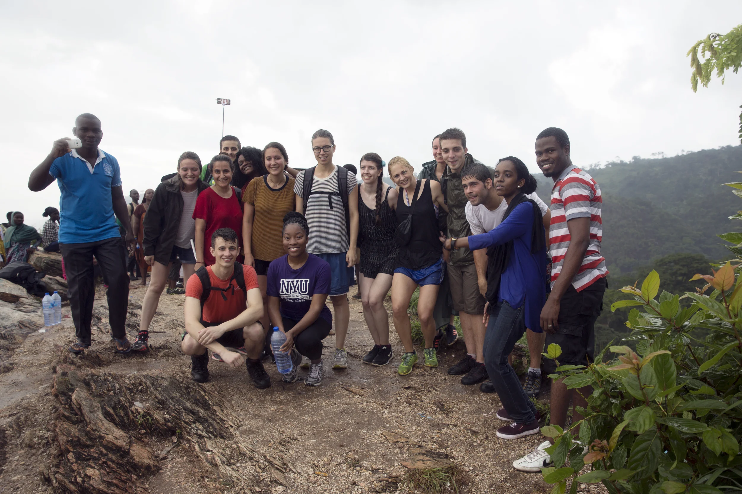 Here are me and my new (soaking wet) friends at the top of Mount Afadjato! 