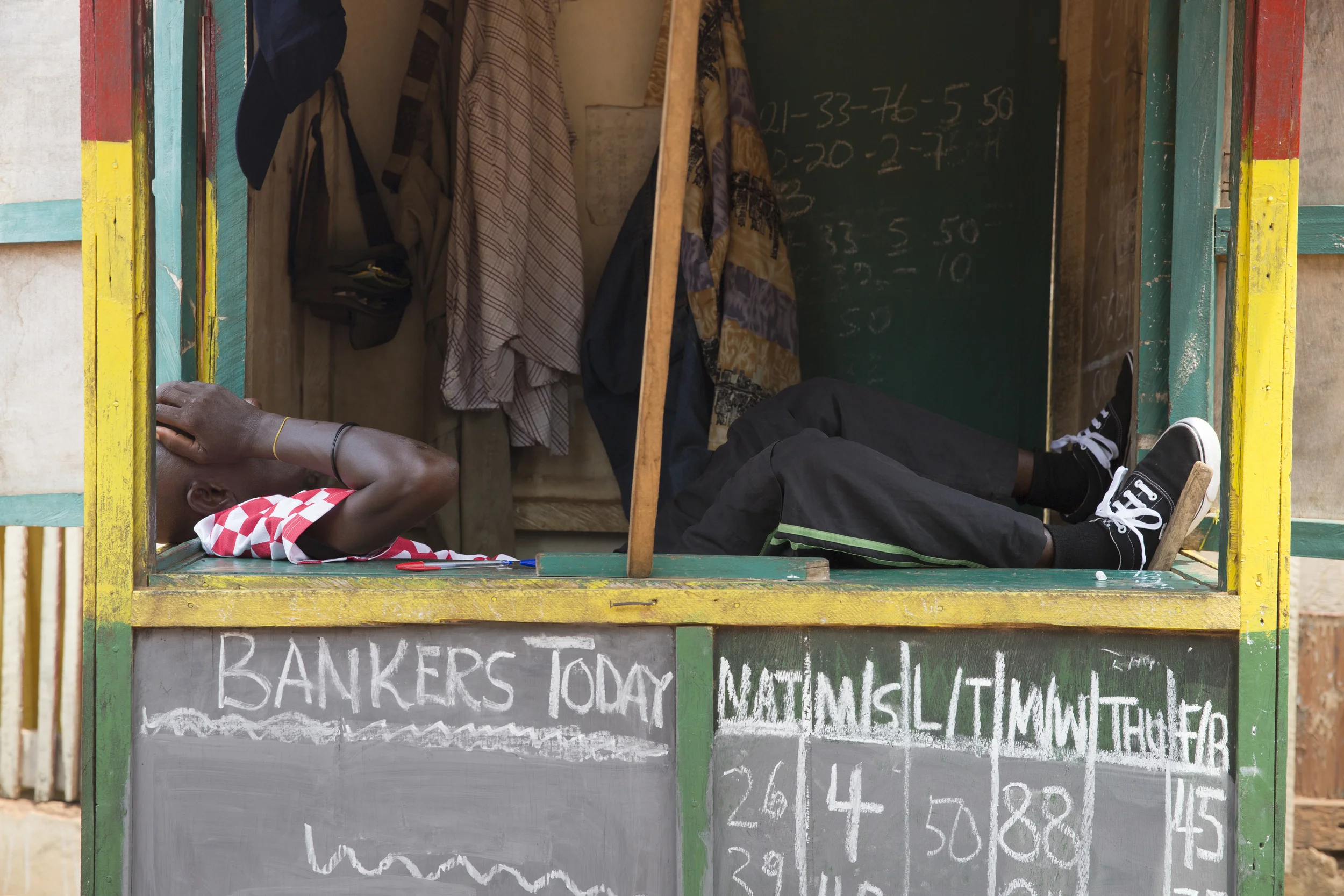 The lotto man takes a cat nap.
