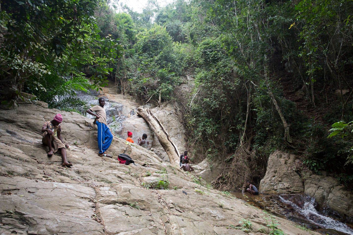 Hiking to a waterfall with Ayse, her friend Elizabeth, David, and Uche.
