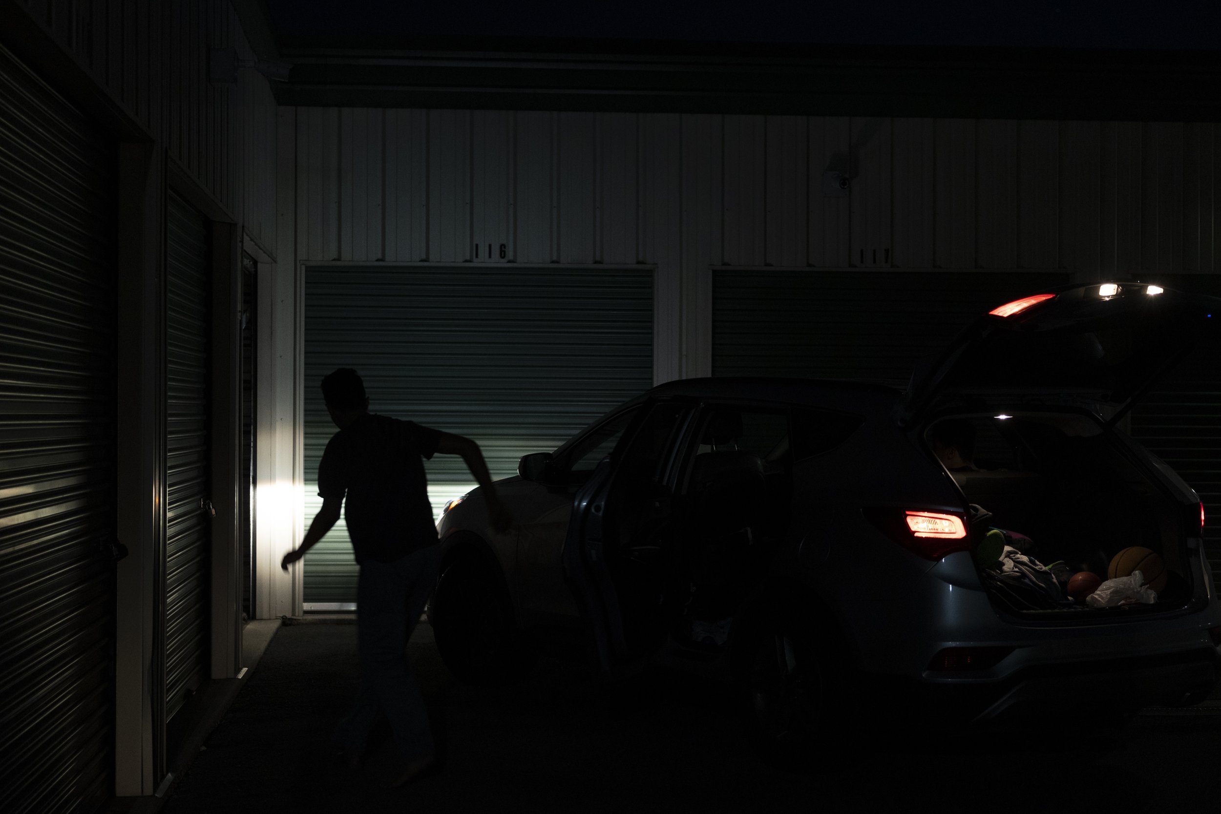  6:48PM: The Vargas family makes one last stop at their storage unit to grab the boys’ bedding. 