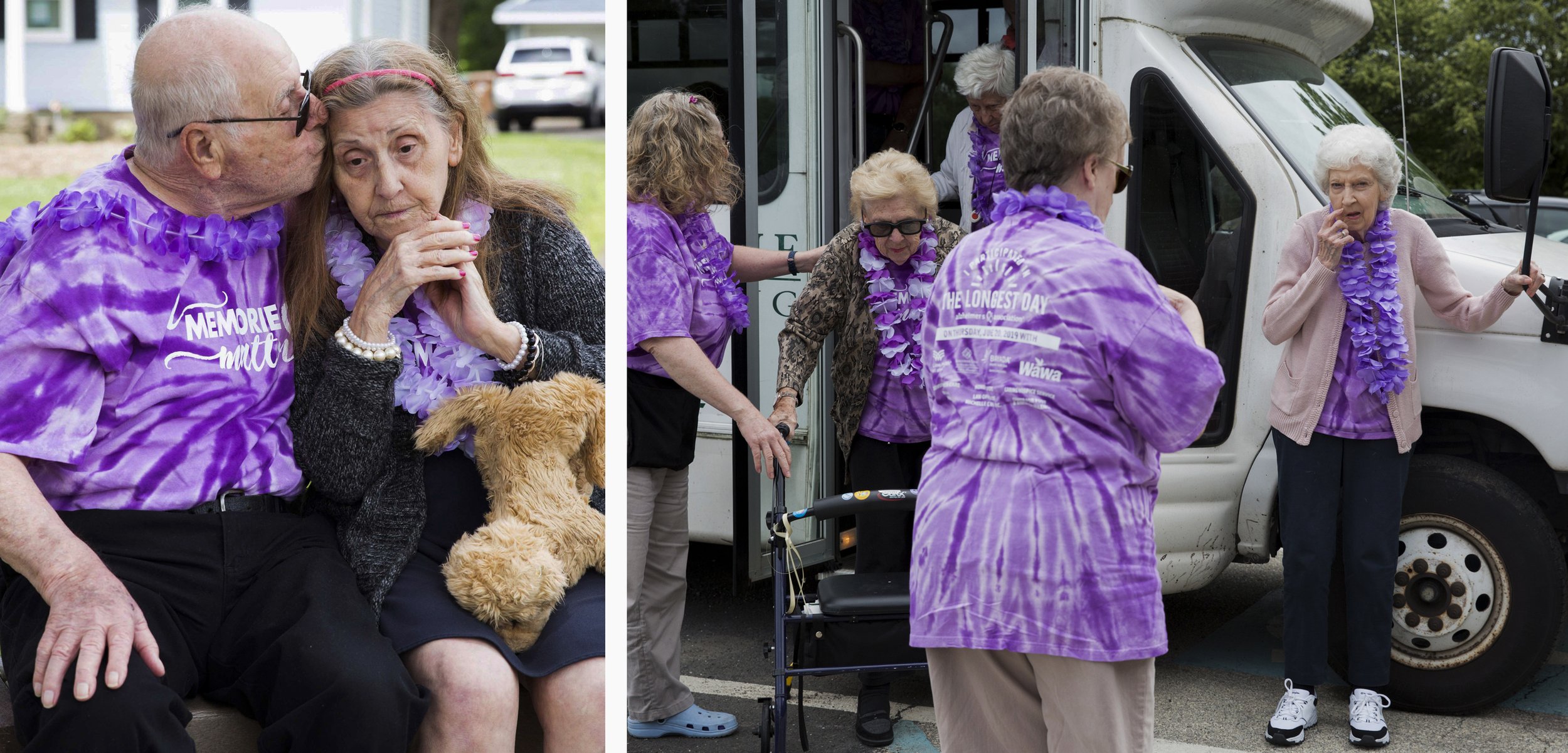   (LEFT) Elwood comforts Antoinette at a charity walk for Alzheimer's disease on June 21, 2019. Elwood was one of six Brandywine residents to die from COVID-19. 