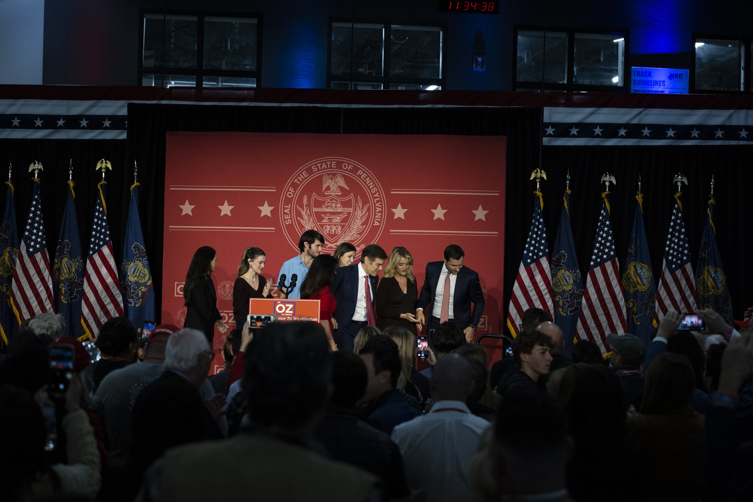  Dr. Mehmet Oz addresses supporters at his watch party in Newtown, Pennsylvania on November 8, 2022. A few hours later, he conceded his loss to Pennsylvania Senator John Fetterman. (On assignment for Wall Street Journal) 