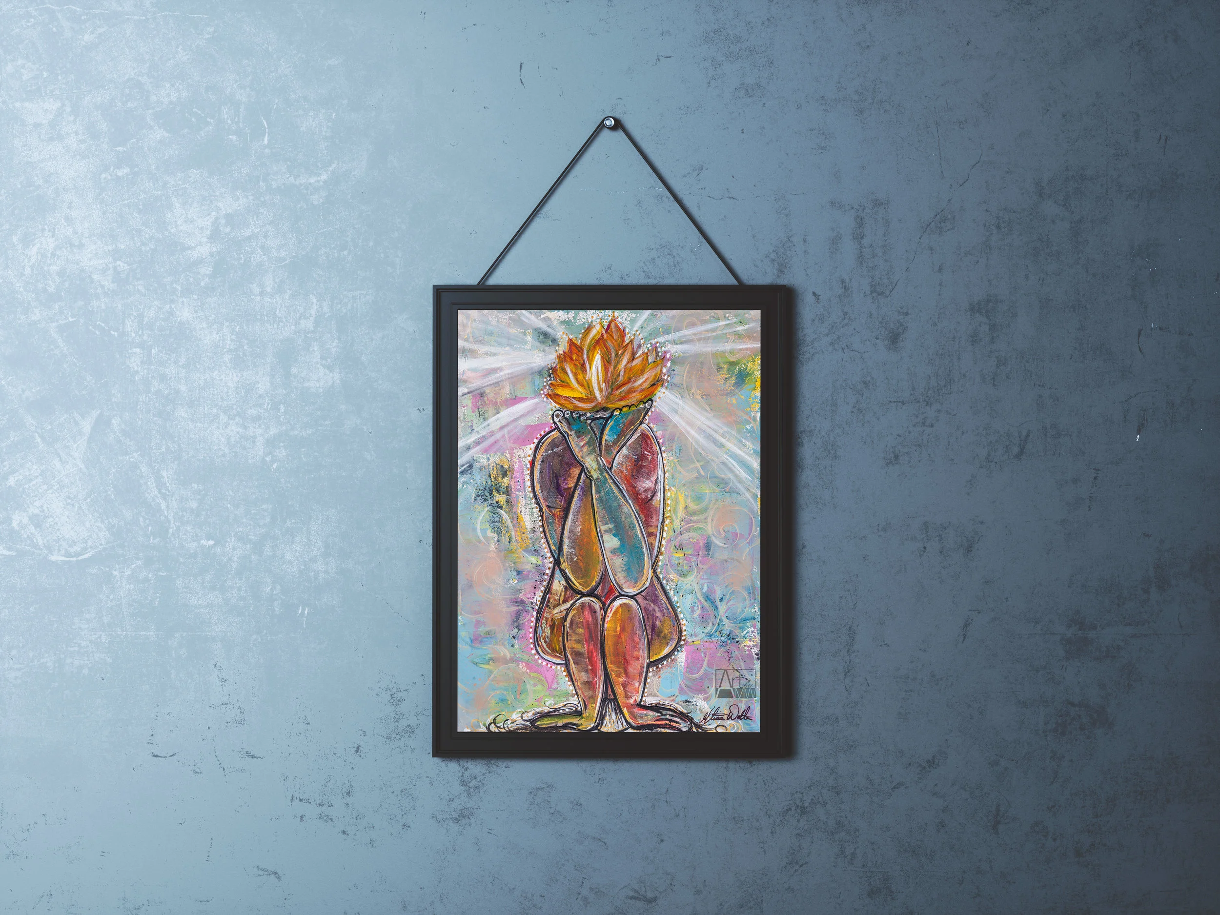 inversion, yoga pose, yoga art, lotus, lotus flower, namaste, art, artist, art by amw, painting, canvas, dope art, ny, ma, ct, dmv, new england artist