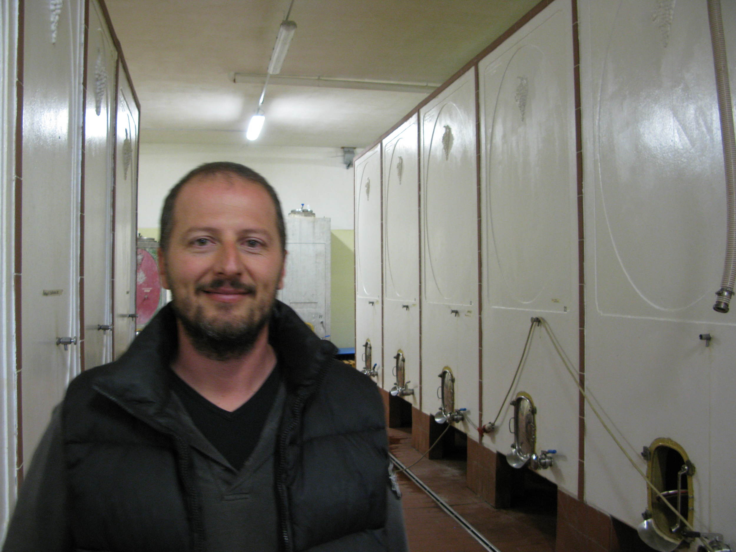 Claudio Ancarani in his winery. Yes, it is a winery and not a launderette