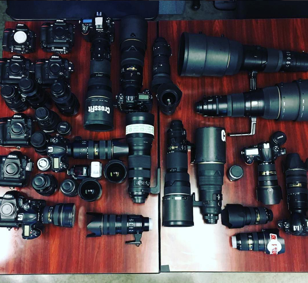 The full collection of Nikon gear at the 2016 CrossFit Games
