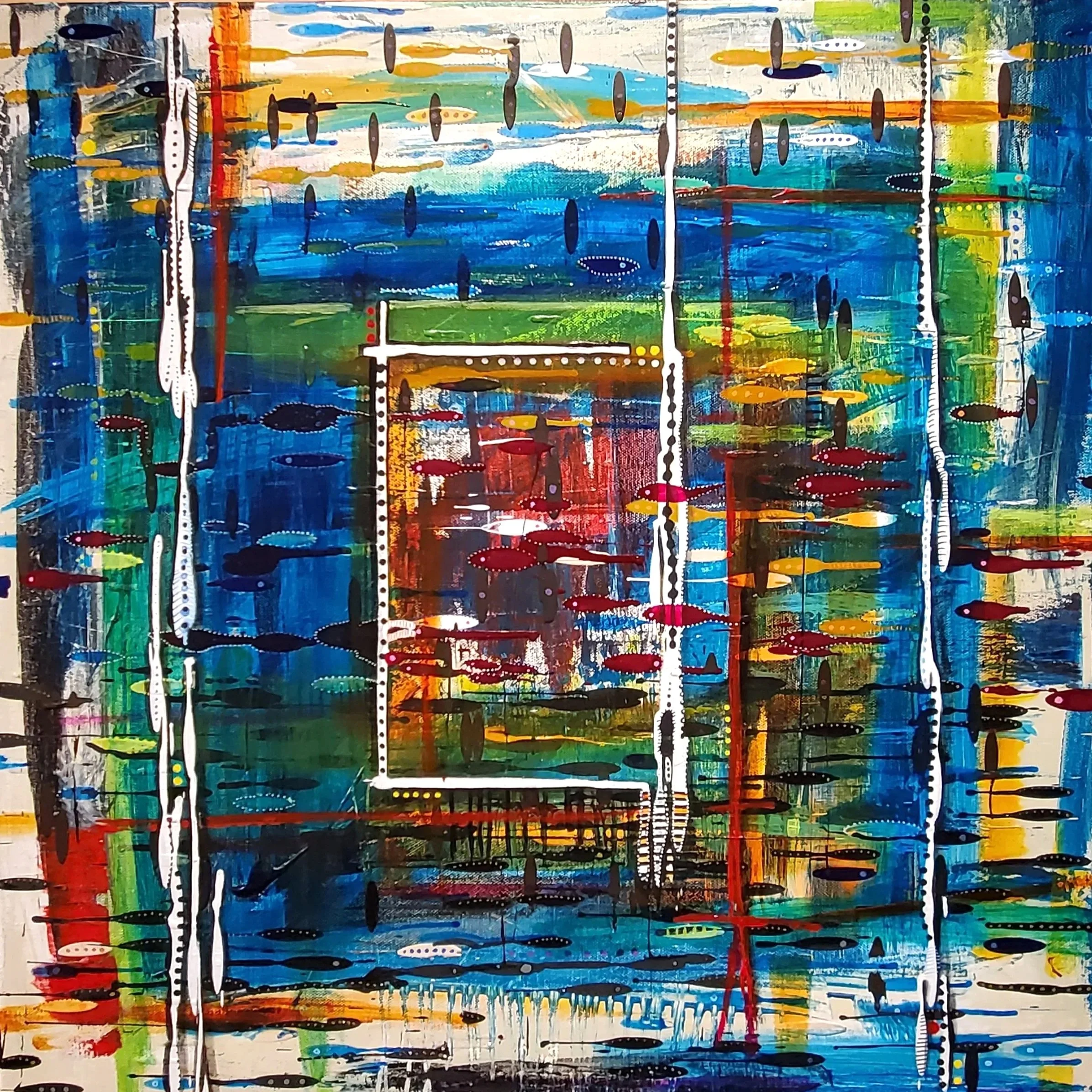 Square image of a colorful abstract painting.